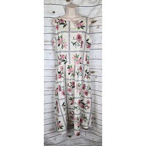 Lungo L'Arno Floral 100% Linen Dress L Womens Lagenlook Sleeveless Midi